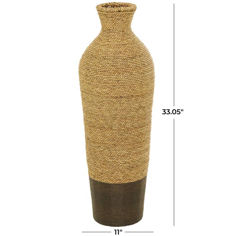 Seagrass Handmade Tall Woven Floor Vase - Brown - Roche River Decor