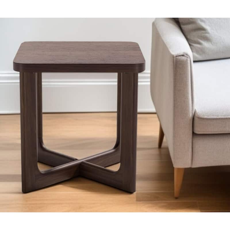 24-inch Solid Wood Square End Table with Modern Cross Leg Design - 24” x 24” x 24” - Brown