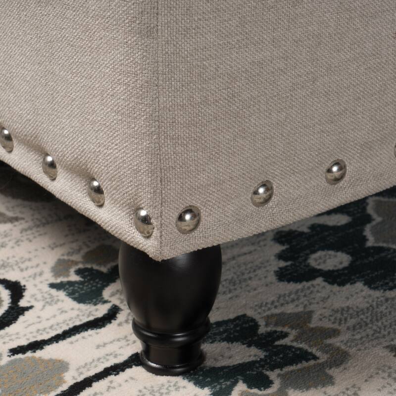 Tatiana Contemporary Fabric Storage Ottoman with Nailhead Trim by Christopher Knight Home