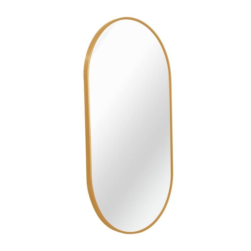 GDFStudio - Forma Soft Contour Oval Metal Bathroom Vanity Wall Mirror with Elegant Silhouette & Easy Wall Mount