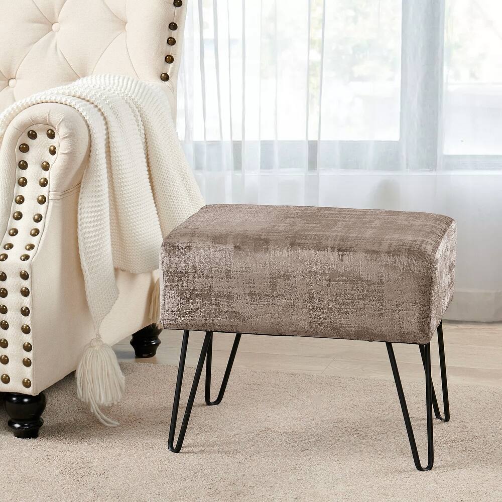 Textured Velvet Ottoman