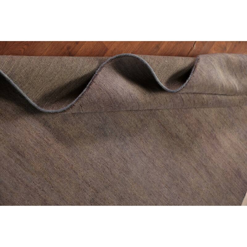 Gabbeh Modern Rug Handmade Solid Grey Wool Carpet - 4'1" x 5'10"