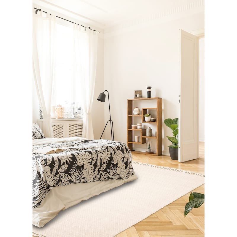 ECARPETGALLERY Braid weave Sienna Beige Wool Rug - 5'0 x 7'11