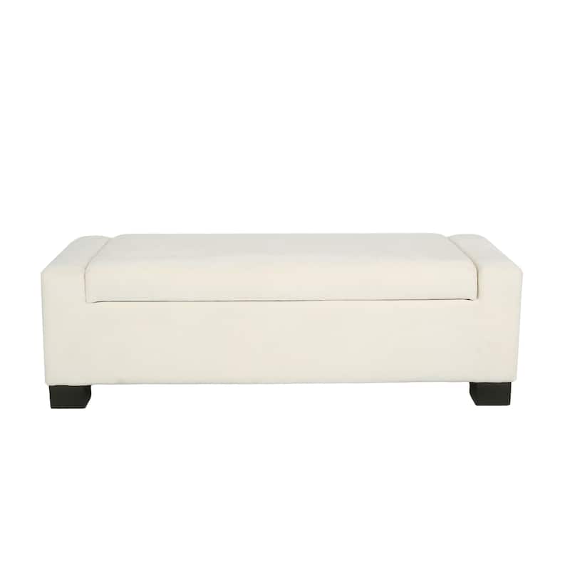 50" Ottoman Bench in Textured Fabric, Rectangular Design with Hinged Lid for Seating, Footrest, and Hidden Storage