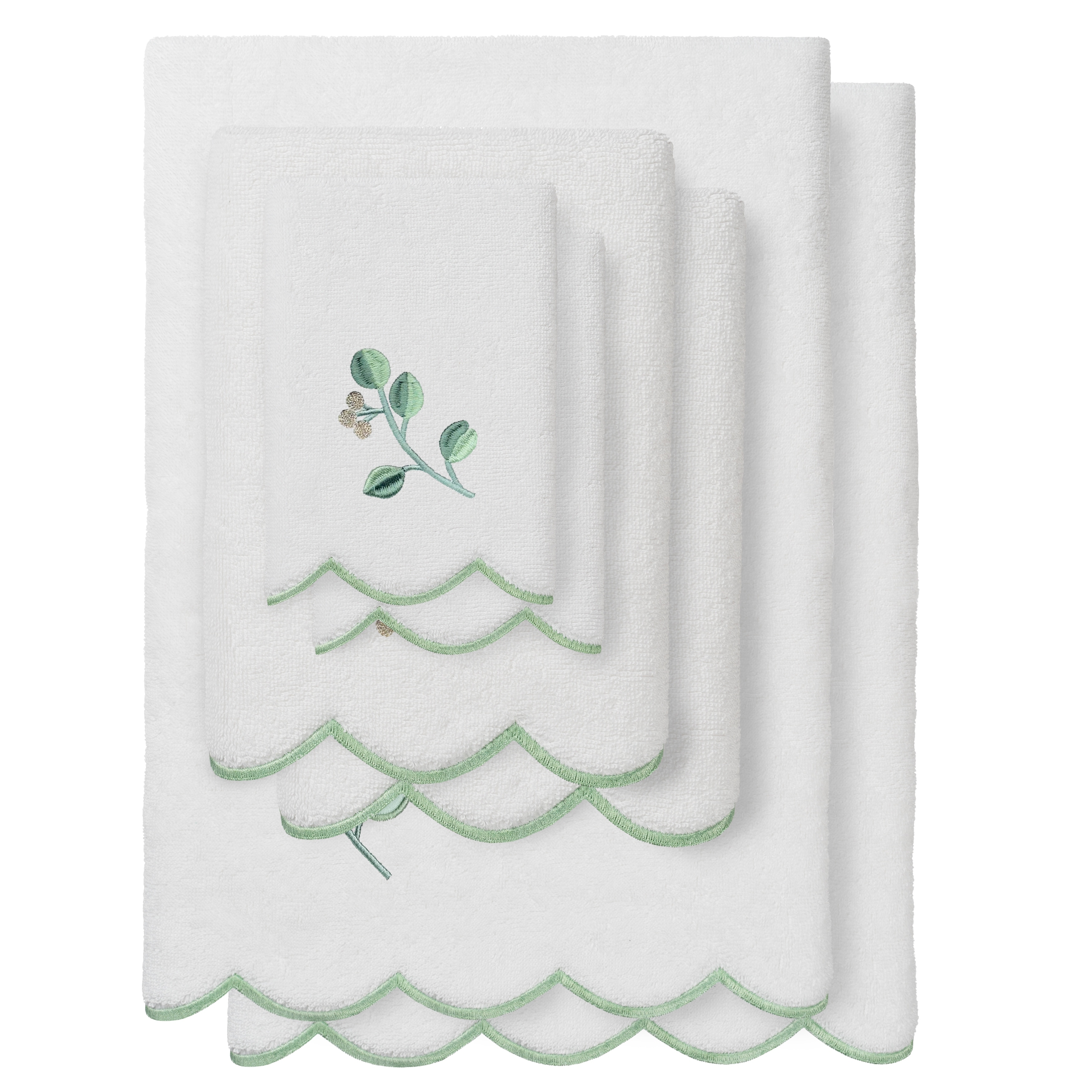 Authentic Hotel and Spa 100% Turkish Cotton WILD BRANCH Scallop Embellished Towel Collection