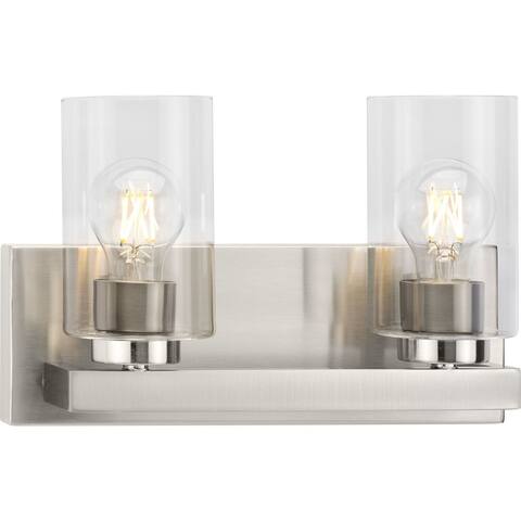 Goodwin Collection Two-Light Brushed Nickel Modern Vanity Light with Clear Glass - Medium
