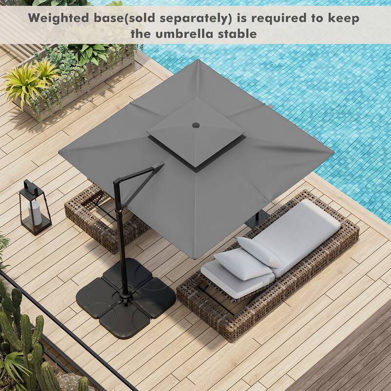 Gymax Patio 9.5FT Square Cantilever Offset Umbrella Double Vented