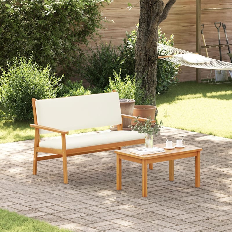 vidaXL Garden Bench with Cushions Solid Wood Acacia - 25.2 x 47.2 x 31.1