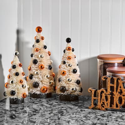 7.5-10.5" Halloween Sisal Tree Set of 3