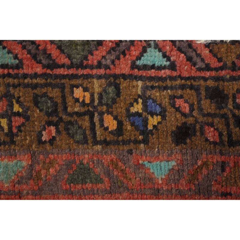 Hand Knotted Oriental 100% Wool Carpet Traditional Tribal Oranges & Rust Hamedan Runner Rug - 10' 1'' X 3' 5''
