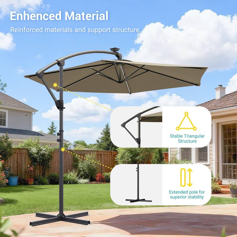 Sonkuki Outdoor 10FT LED lighted Patio Offset umbrella for Garden
