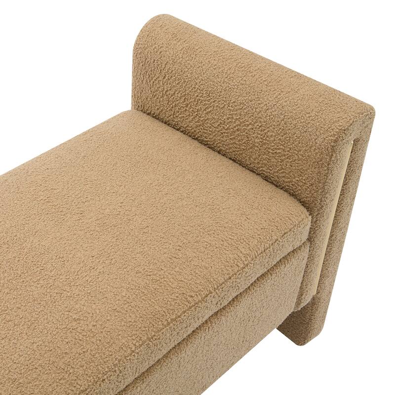 Modern Teddy Bench with Arms and Storage, Upholstered Large Foot Rest Stool, Comfy Window Vanity Bench