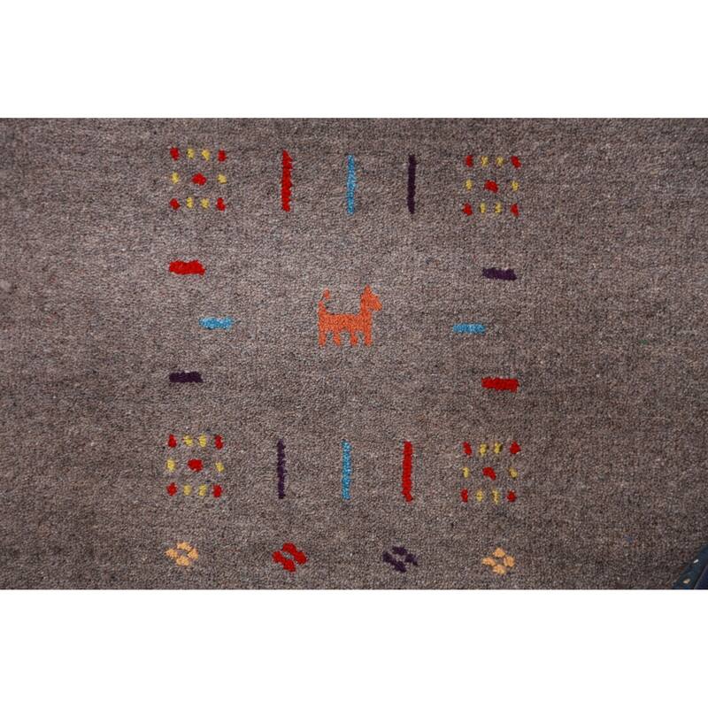 Tribal Gabbeh Indian Area Rug Hand-Knotted Living Room Wool Carpet - 9'2" x 11'11"