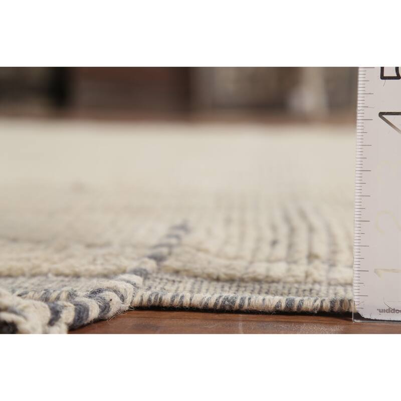 All-Over Trellis Ivory Moroccan Rug Hand-Knotted Wool Carpet - 8'8"x 12'11"