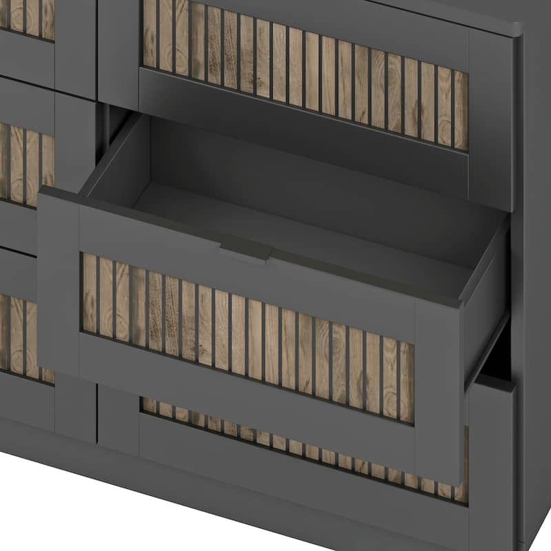 4 Piece Bedroom Set, Queen Size Platform Bed with Storage Nightstand and Dresser
