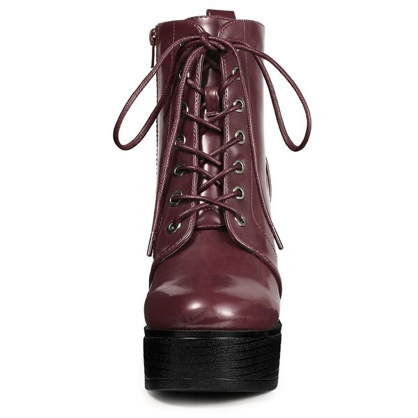 burgundy military boots