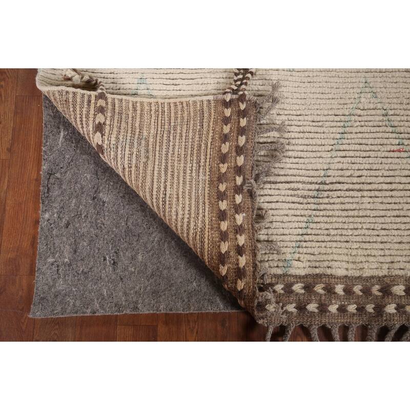 Earth Tone Moroccan Oriental Area Rug Handmade Trellis Wool Carpet - 7'6"x 10'8"