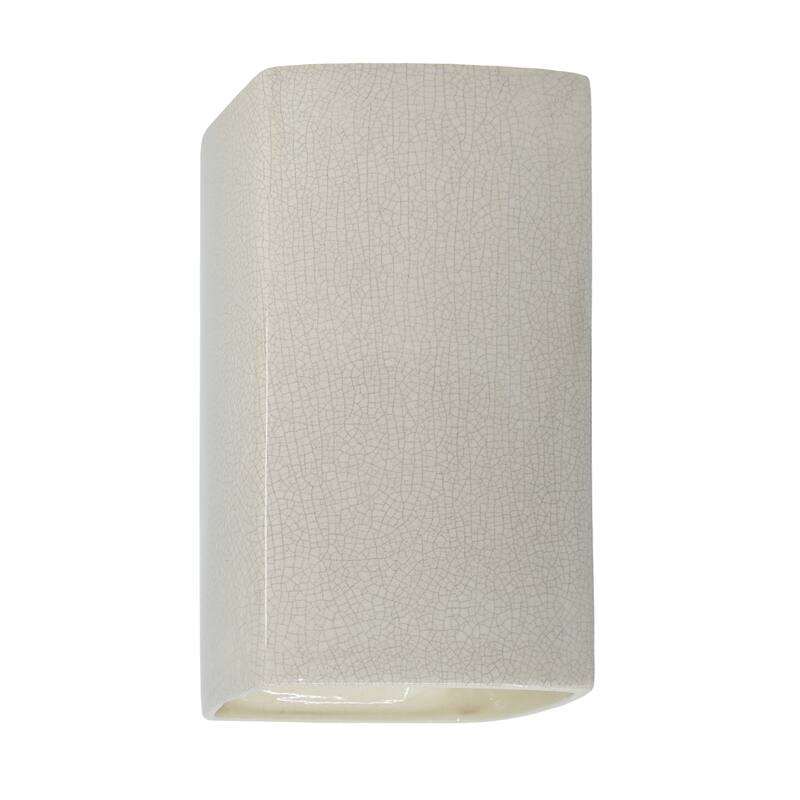 Justice Design Ambiance - Small Rectangle Wall Sconce - Open Top & Bottom - Replaceable Bulb - White Crackle