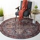 preview thumbnail 14 of 15, SAFAVIEH Tucson Machine Washable Slip Resistant Satsuki Traditional Rug 4' x 4' Round - Navy/Rust