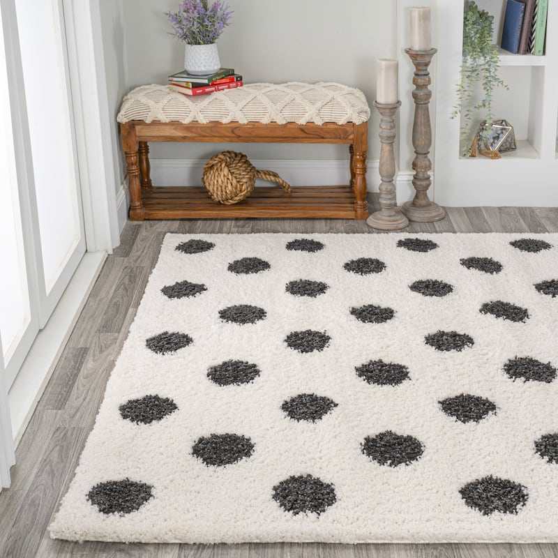 JONATHAN Y Caimari Modern Charcoal Dot Shag Area Rug