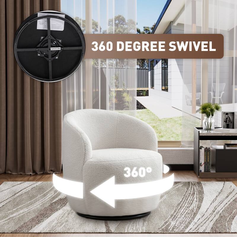 Ouyessir Modern Teddy Upholstered Swivel Barrel Chair(Set of 2)