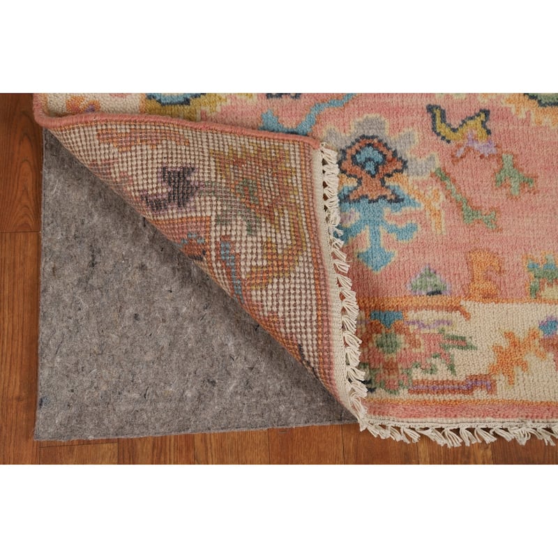 Pink Oushak Indian Runner Rug Hand-Knotted Wool Carpet - 2'6"x 7'11"