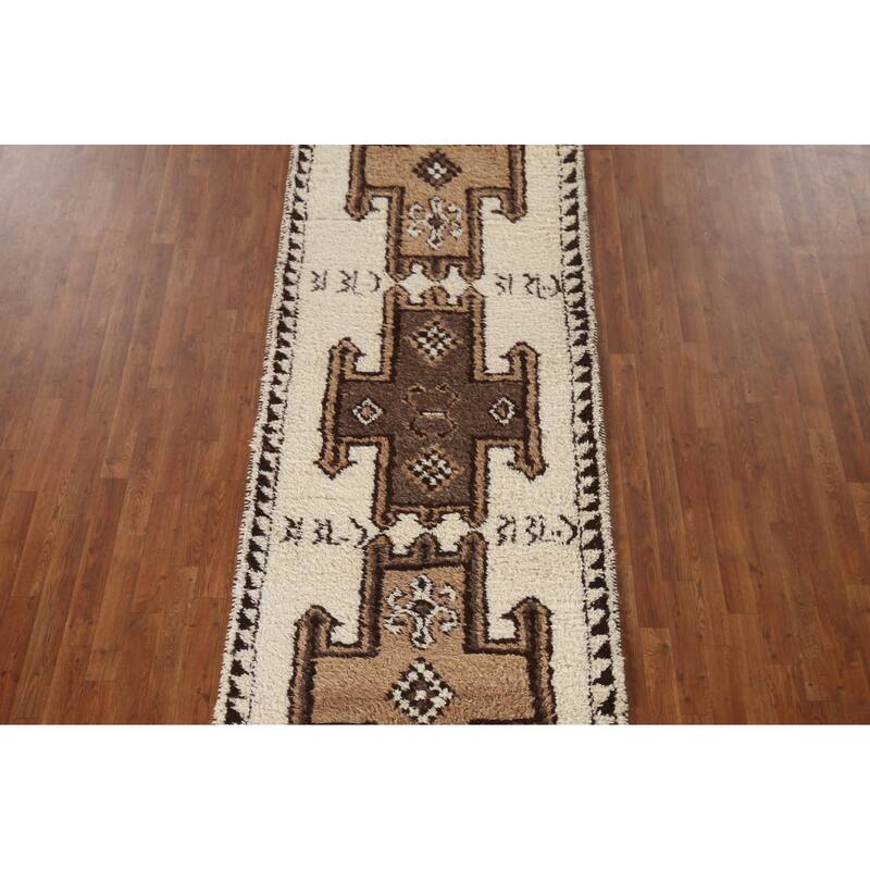 Anatolian Oriental Runner Rug Hand-knotted Natural Dye Wool Carpet - 3'7"x 11'2"