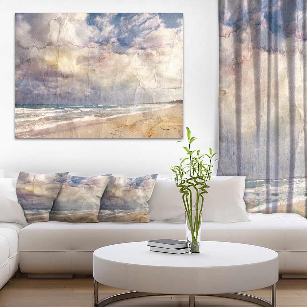 Designart "Retro Ocean Watercolor" Seascape Painting Canvas Art Print