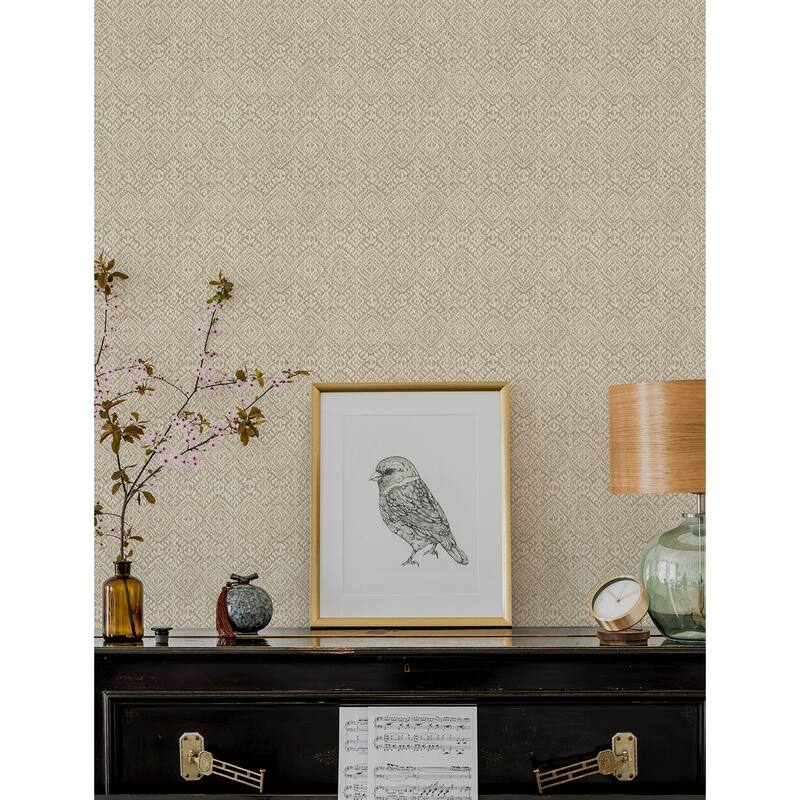 A-Street Prints Gallivant Neutral Woven Geometric Wallpaper