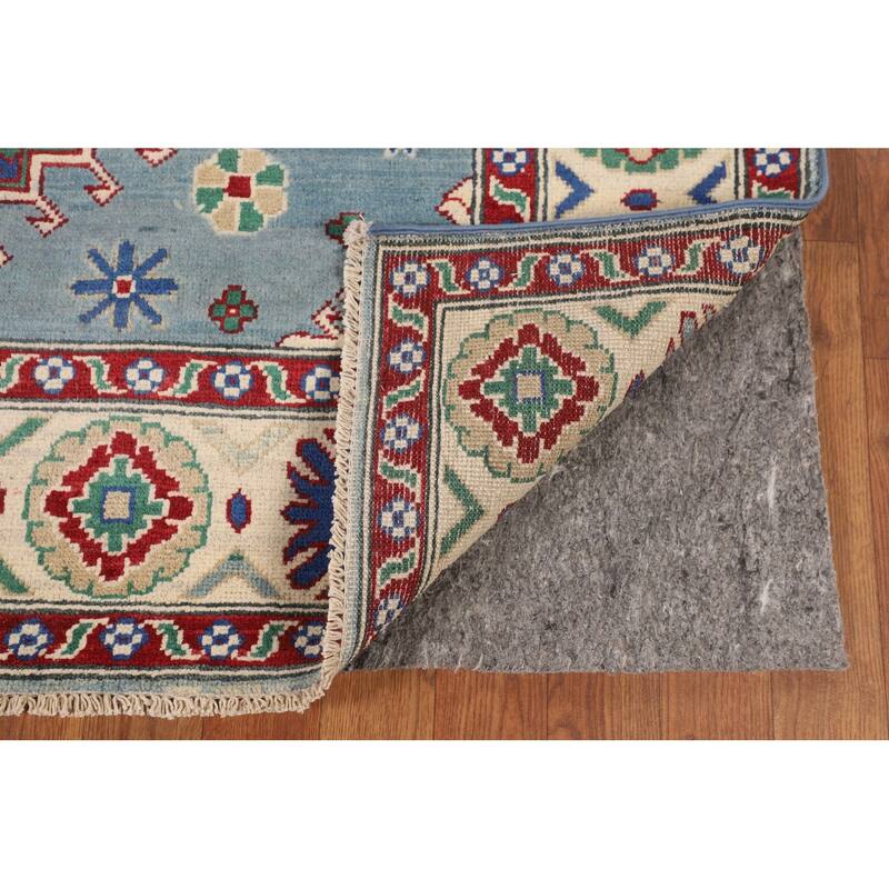 Light Blue Kazak Oriental Rug Hand-Knotted Living Room Wool Carpet - 4'10" x 6'7"