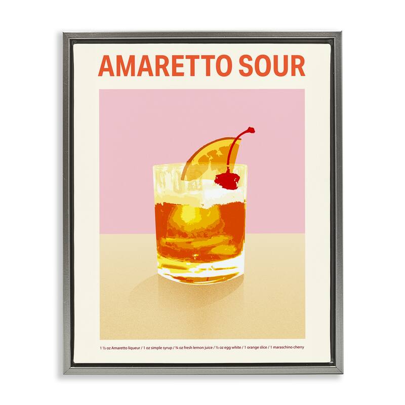 Stupell Amaretto Sour Classic Drink Framed Floater Canvas Wall Art Design By Victoria Barnes - 17 x 21 - Grey