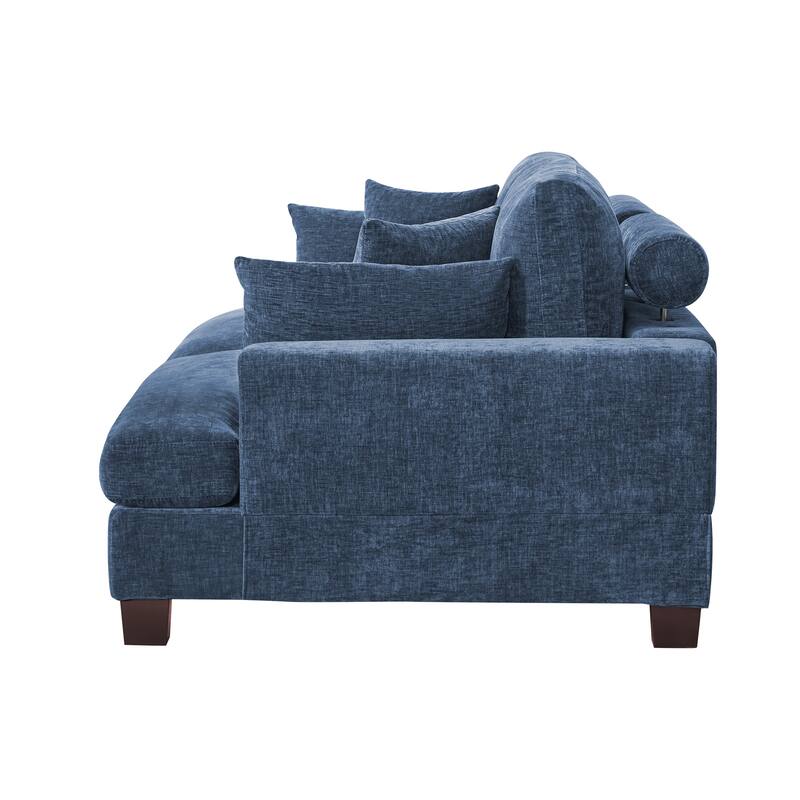 88"W 3-Seater Sofa Chenille Upholstered Couch Modern Loveseat Sofa Wooden Frame Sofa for Living Room