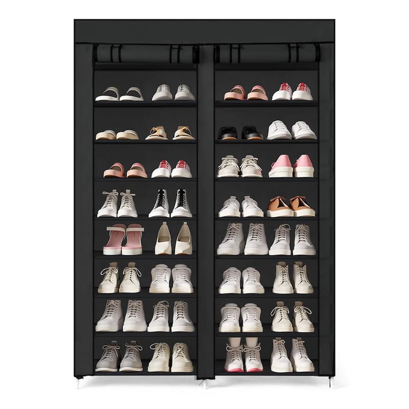 10-Tier Vertical Non-Woven Fabric Shoe Storage Rack with Iron Frame for Home Entryway - 45.25”W x 11.81”D x 62.99”H