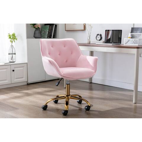 Porthos Home Ula Velvet Office Chair with Arms, Adjustable Swivel Seat