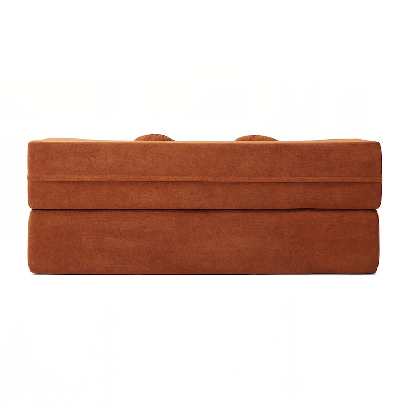 Folding Sofa Bed with Pillow, Sleeper Sofa, Floor & Futon Loveseat Couch - Orange