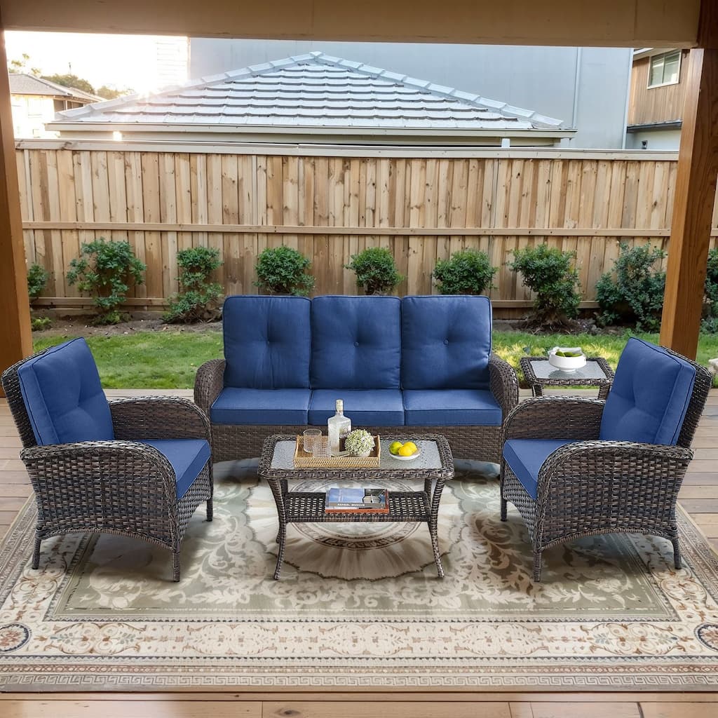 Gymojoy Outdoor Wicker Patio Furniture Sofa Set - Luxurious Comfort, Weather-Resistant
