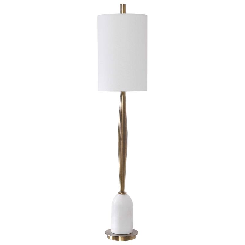 Marble Buffet Table Lamp - 40" - Antique Brass Tone and White