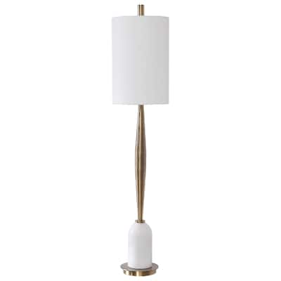 Marble Buffet Table Lamp - 40" - Antique Brass Tone and White