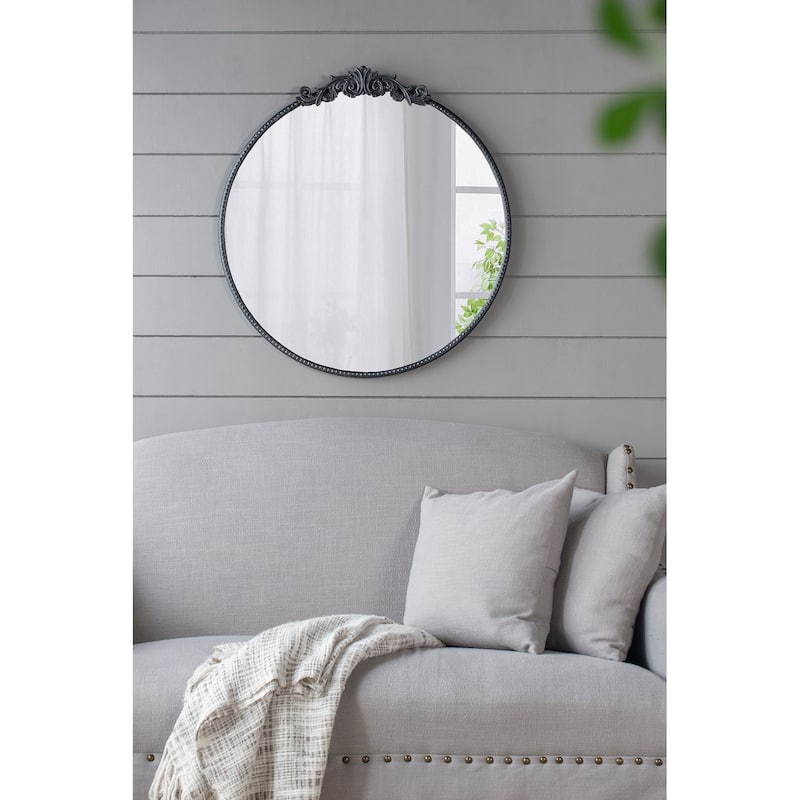 30" x 32" Classic Design Round Mirror with Baroque Inspired Frame