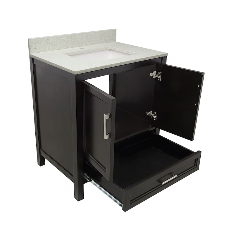 Nevado 31" Bathroom Vanity in Espresso with Quartz Stone Vanity Top Sink w/ Backsplash in Galaxy White Single Hole