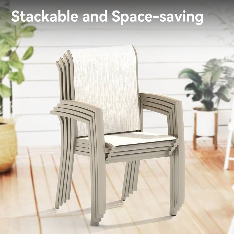 5 Pieces Patio Dining Set, Patio Furniture Set of 4 Patio Stackable Dining Chairs and 40.6" Outdoor Metal Round Table