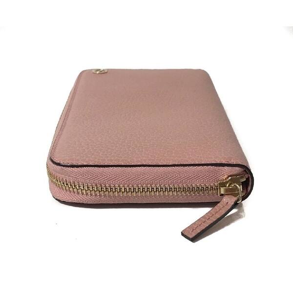 Shop Gucci Womens Dollar Calf Gg Logo Soft Pink Leather Zip Wallet