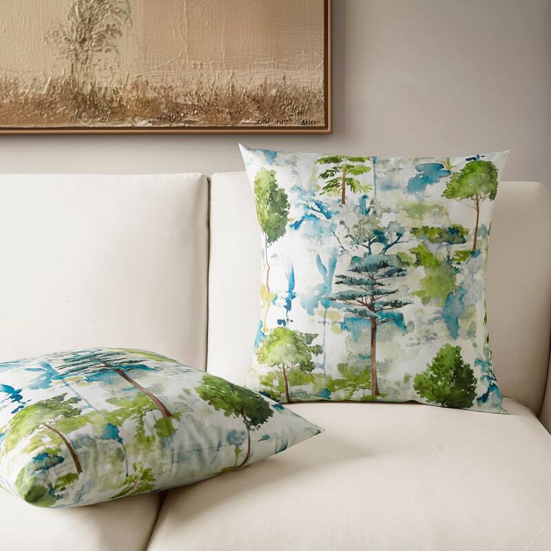 Exclusive Fabrics Printed Cotton Throw Pillow Covers 18 X 18 - Textured Decorative Pillow Covers (Set of 2)
