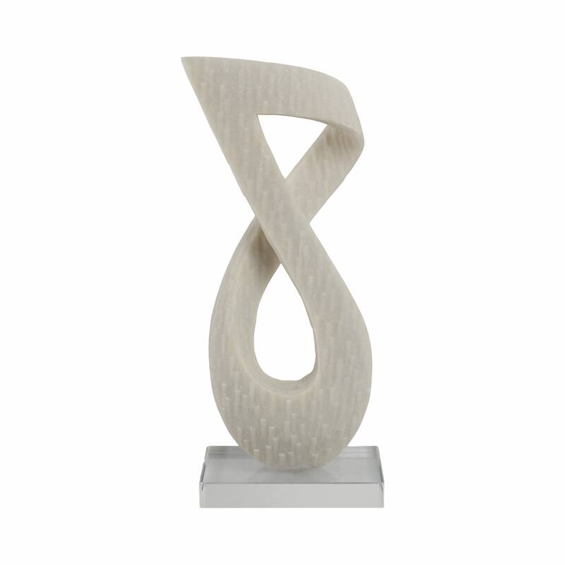 Resin Glass Decorative Object with Abstract Twist Design - 19" White - 8" x 5" x 19"