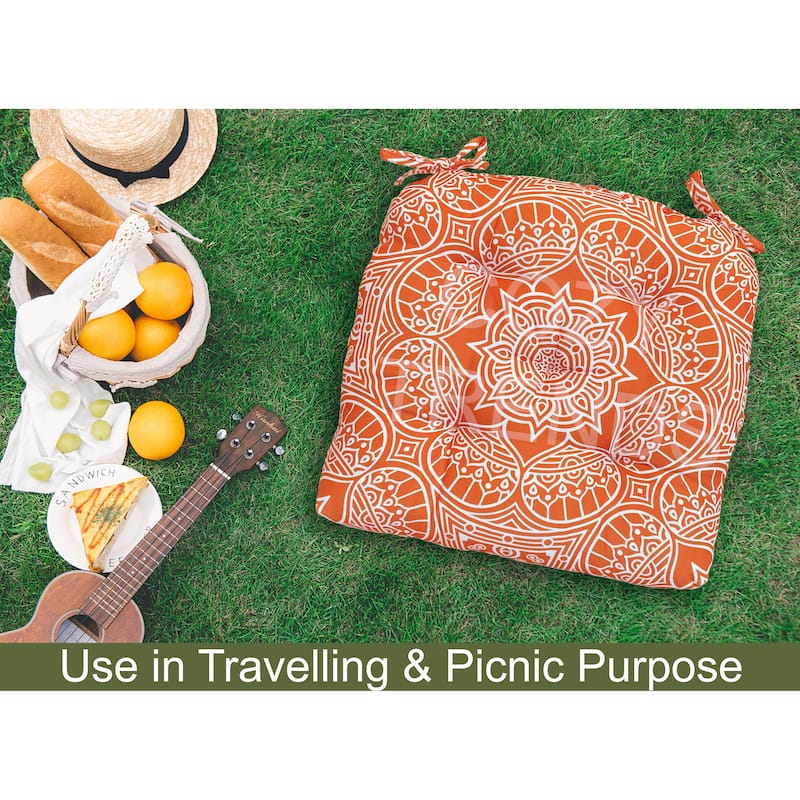 Indoor/Outdoor Chair Seat Cushion, Tufted, Weather, and Fade Resistant, 19" x 19"