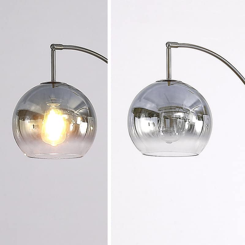 Metro 84"H Glass Globe 3-Light LED Dimmable Arch Floor Lamp with LED Vintage Bulbs