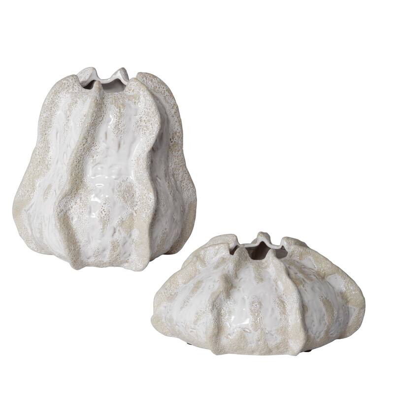 Uttermost Urchin Textured Ivory Vases (Set of 2)