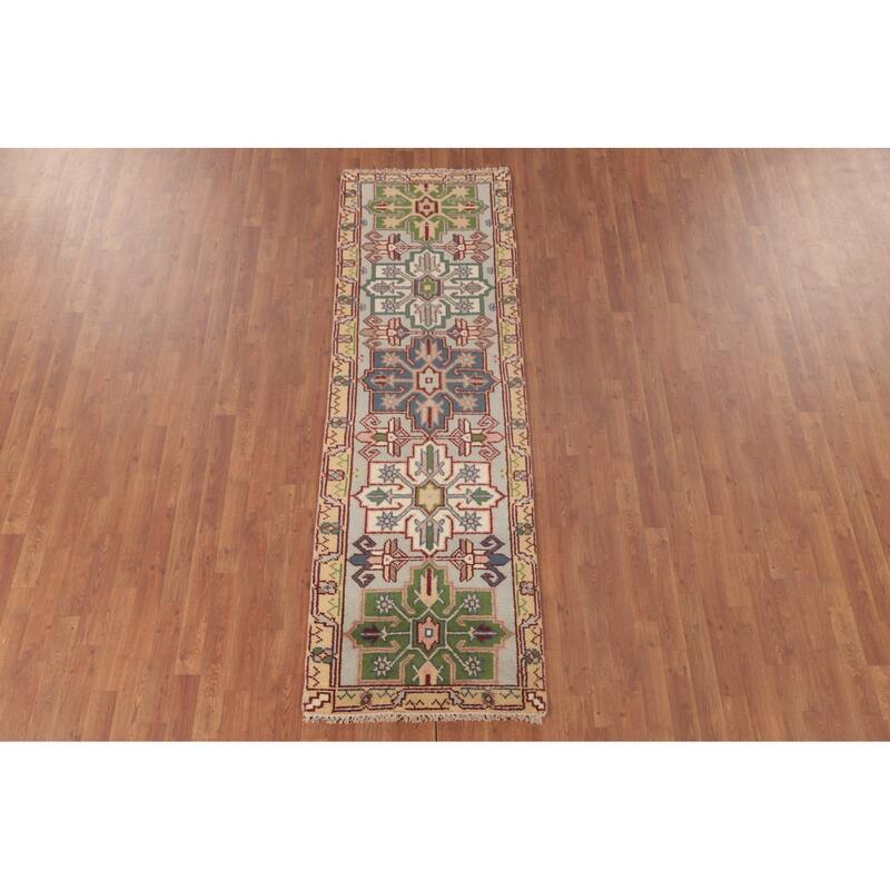 Traditional Heriz Serapi Runner Rug Hand-Knotted Wool Carpet - 2'7"x 8'1"