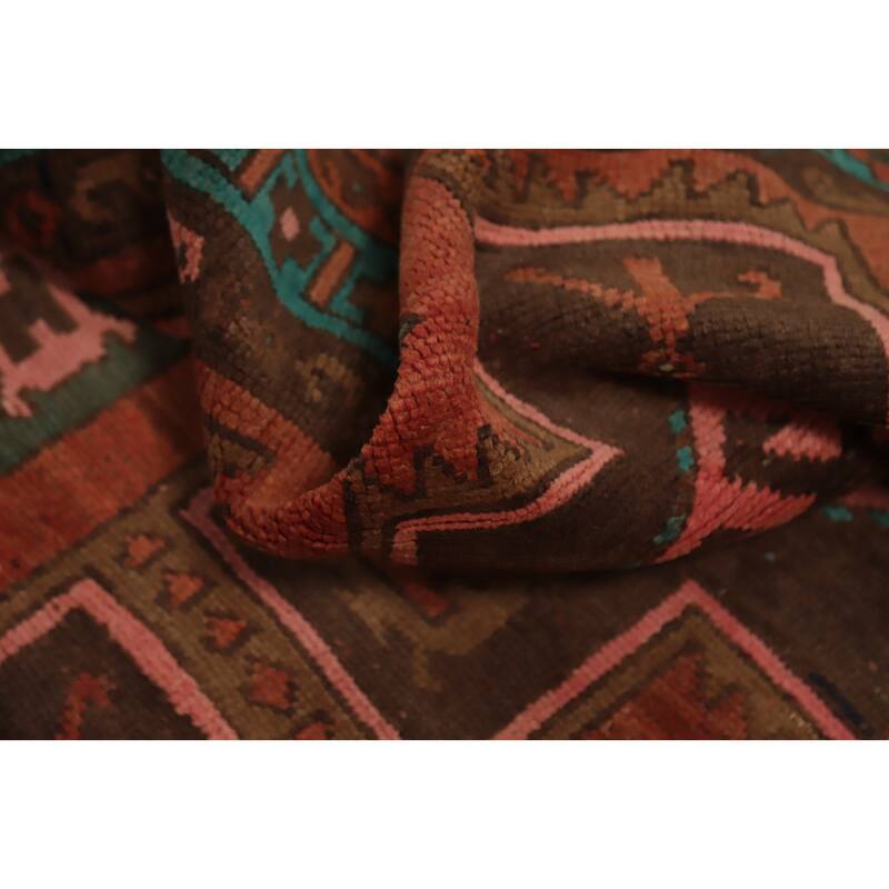 Hand Knotted Oriental 100% Wool Carpet Traditional Tribal Oranges & Rust Ardebil Runner Rug - 9' 1'' X 3' 9''