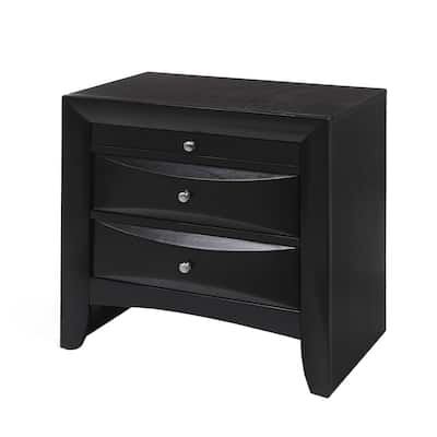 Wooden Nightstand with 2 Drawers and 1 Tray